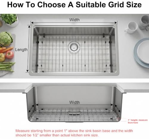 Kitchen Sink Grid, Stainless Steel Sink Protectors Grate for Bottom of Kitchen Sinks, 27-9/16" x 14-9/16" with Rear Drain for Single Bowl Sinks - Image 5