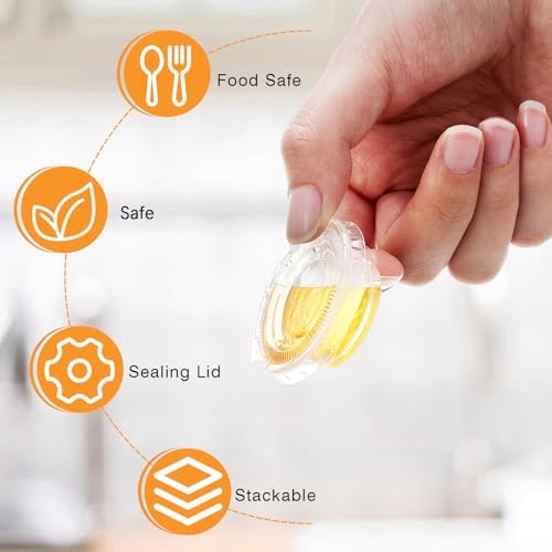 Maxdot 1000 Pack 0.5 oz Containers with Lids Plastic Portion Cups Bulk Mini Disposable Souffle Container Cup Sauce Condiment Leak Proof Shot Lunch Small Portion Box Travel Party Dinner Sauce Salad - Image 3