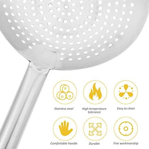 Yardwe Stainless Steel Skimmer Spoon 18 Inch Fine Mesh Oil Strainer Multi-Functional Kitchen Gadget for Frying Pasta Vegetables and More - Image 3