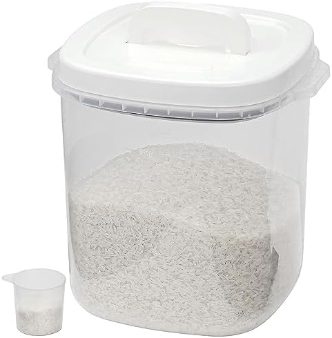 Taylor & Brown 10KG Rice Storage Container - Large Airtight Food Container with Lid and Measuring Cup, BPA Free Plastic Portable Cereal Container for Kitchen - Storage Bin for Beans, Flour, Pet Food by Taylor+%26+Brown