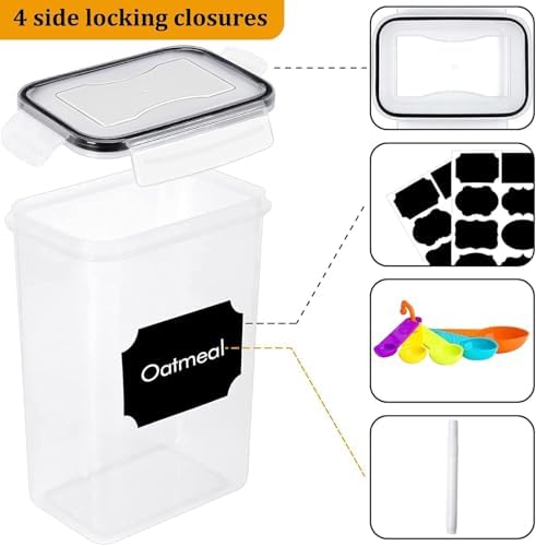 42pcs Airtight Containers, Clear Stackable Dry Food Storage | 42pk clear airtight containers with tight lids keep dry food fresh. Safe plastic, stackable for pantry kitchen storage - Image 3