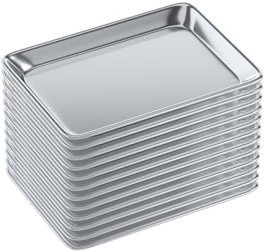 Pack of 12 | 10 in. x 13 in. Quarter Size Aluminum Bun. / Sheet Pan | Ideal for baking, roasting, cooling, prepping, or storing - a must-have in restaurants, bakeries, and busy kitchens. by AmGood