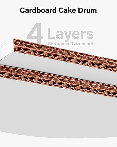 Kootek 12 Pack Cake Boards 14 Inch Round Cake Drums Base para Pastel | Disposable, 1/2 Inch Thick, Sturdy Corrugated Cardboard Base, Smooth & Grease-resistant Surface, White, for Multi-tiered Cake - Image 2