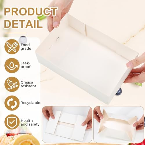 Chinco 100 Pieces Paperboard Kraft Food Trays 4 Corner Pop up Food Tray Disposable Foldable Cardboard Movie Night Snack Party Container Box for Holding Drink at Stadiums or Theaters (White) - Image 3