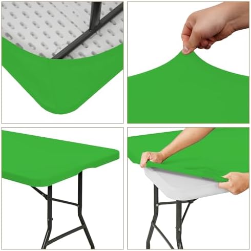 6 Pack Stretch Table Top Cap Cover, Green, 30" x 96" - Image 6