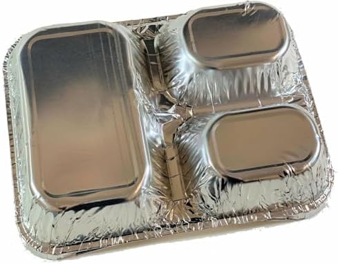 DCS Deals Disposable Aluminum Dinner Tray with Paper Lids – 3 Compartment Foil Pan – Perfect for On the Go Lunches, Leftovers, TV Plate or Takeout Convenient Airline Food Tray - Image 2