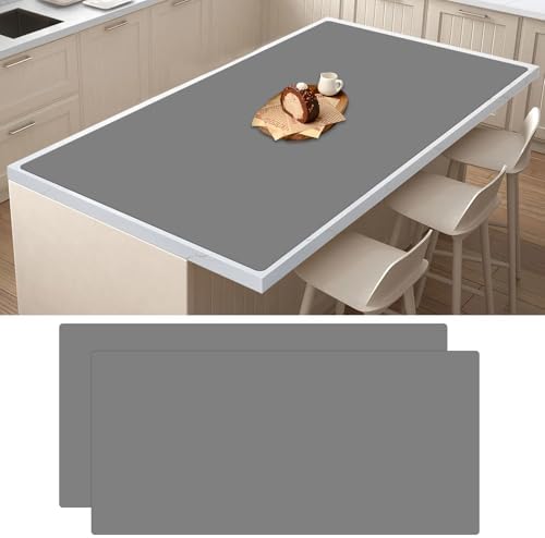 2Pack Large Silicone Mats for Kitchen Counter, 48''x24''(120cmx60cm) Heat Resistant Mat for Kitchen Island, Waterproof Multipurpose Countertop Protector, Light Gray by WelcometoULTIBE