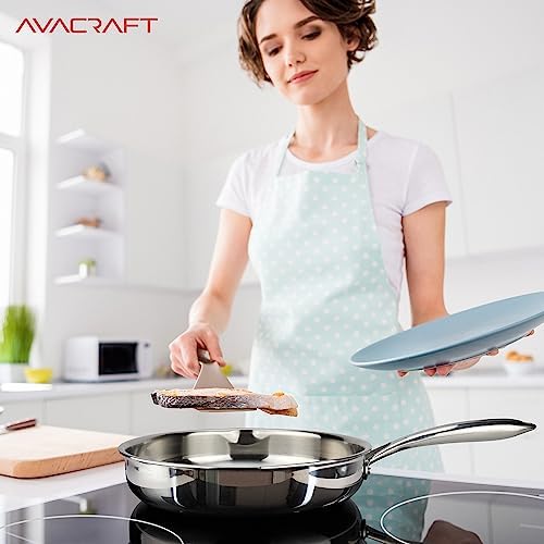 AVACRAFT 12 Inch Tri-Ply 18/10 Stainless Steel Frying Pan with Lid - Image 5
