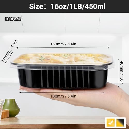 EUSOAR Foil Pans with Lids, 100pack 16oz Small Disposable Aluminum Foil Loaf Cake Pan Holder with Lids, Catering Party Meal Prep Freezer Drip Pans for Microwave Oven Safe Storing,Baking,Heating - Image 2