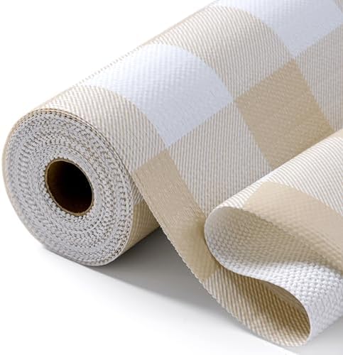 Shelf Drawer Liners for Kitchen Cabinet Non-Adhesive Beige 11.8In x 10FT by Insigoo