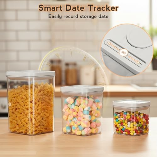 VINATO Storage Jars with Lid, Airtight, Pack of 3, 600/1250/2280 ml Storage Box with Lid, Kitchen, Plastic Food Storage for Flour, Oats, Cereals - Image 4