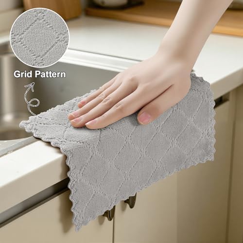 Homaxy Super Soft 12 Pack Coral Velvet Dish Cloths, 7" x 9", Grey - Image 4