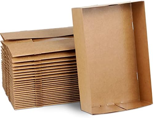 Chinco 100 Pieces Paperboard Kraft Food Trays 4 Corner Pop up Food Tray Disposable Foldable Cardboard Movie Night Snack Party Container Box for Holding Drink at Stadiums or Theaters (Brown) by Chinco