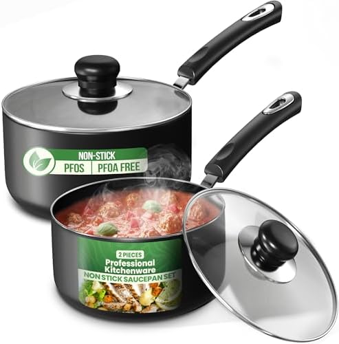 Utopia Kitchen Nonstick Saucepan Set with Lids 1 QT 2 QT Pots PFOS Free by UTOPIAKITCHEN