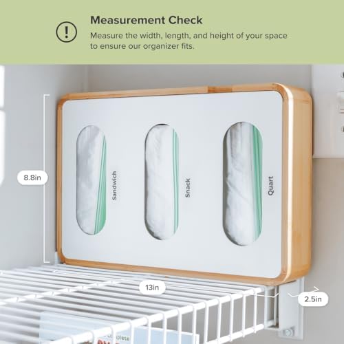 KitchenEdge 3-Slot Bag Organizer, Wall Mountable, Bamboo - Image 4