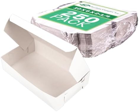 Southern Champion Tray 0967 Premium Clay Coated Kraft Paperboard White Non-Window Lock Corner Bakery Box, 10" Length x 6" Width x 2-1/4" Height (Case of 250) by SouthernChampionTray