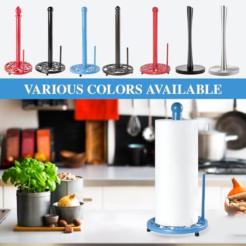 JOGREFUL Cast Iron Paper Towel Holder, Kitchen Countertop Stand Light Blue - Image 2