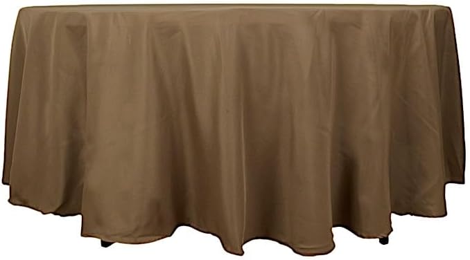 BalsaCircle 10 pcs 108 inch Taupe Round Washable Polyester Easy-Care Tablecloth for Indoor and Outdoor Bridal Shower Wedding Table Buffet Table Parties Events Kitchen Dining by BalsaCircle