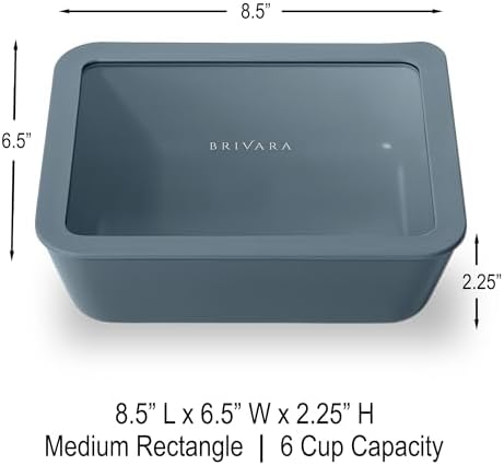 Glass Food Storage Container with Lid, 6-Cup Medium Rectangle | Microwave-Safe Airtight Lid, Oven-Safe Ceramic-Coated Glass | Zero Plastic, No PFAS/PFOA/BPA, Reusable [Dusk] - Image 2