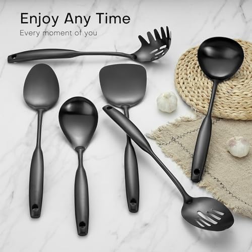 Lazycorner Kitchen Utensil Set 9-Piece Stainless Steel 304 Polished Mirror Finish Cooking Spoons, Slotted Spoon, Turner, Spatula, Pasta Spoon– Dishwasher Safe, Rust-Resistant - Image 6