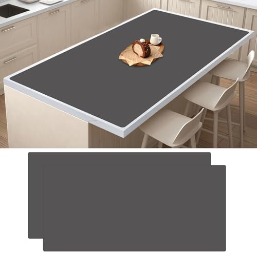 2Pack Large Silicone Mats for Kitchen Counter, 48''x24''(120cmx60cm) Heat Resistant Mat for Kitchen Island, Waterproof Multipurpose Countertop Protector, Dark Gray by WelcometoULTIBE