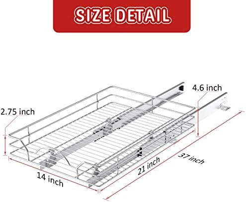 LOVMOR Pull Out Cabinet Organizer and Storage 14" W x 21" D, Slide Out Shelves for Kitchen Cabinets - Image 4