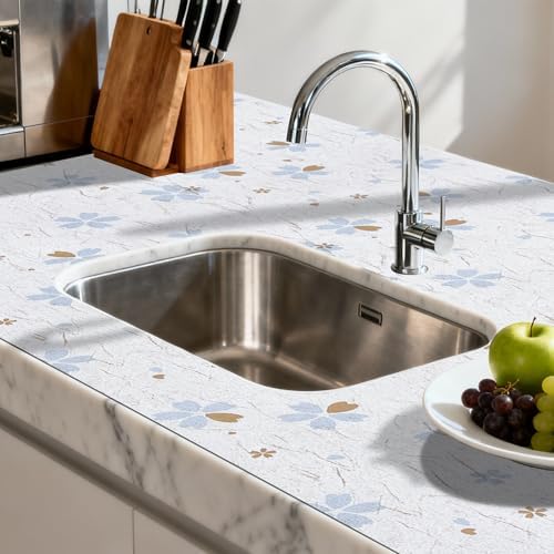 FIFTY FEET 18"x96" Non-Adhesive Shelf Liner for Kitchen Cabinets and Drawers, Washable Non-Slip PVC Cabinet Liner (White Floral)(10 Roll) - Image 6