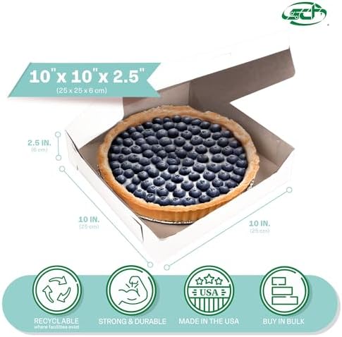 Southern Champion Tray 0969 Premium Clay Coated Kraft Paperboard White Non-Window Lock Corner Bakery Box, 10" Length x 10" Width x 2-1/2" Height (Case of 250) - Image 2