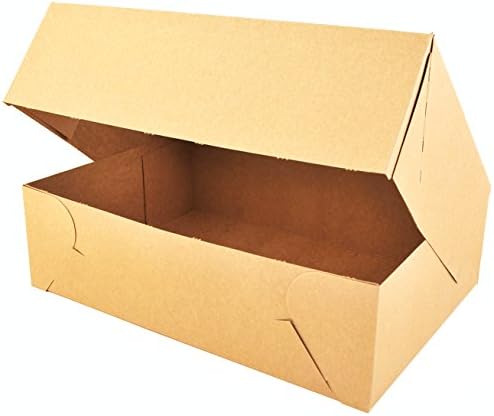 SCT 24263K Kraft Paperboard Window Bakery Box, 14" Length x 10" Width x 4" Height (Case of 100) - Image 2