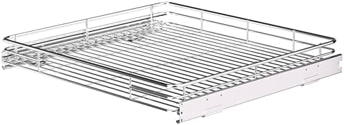 JOWBOOW Pull Out Cabinet Organizer 24" W x 21" D, Chrome-Plated Steel | Slide Out Kitchen Shelves, Heavy-Gauge Wire Storage Drawer, Ball-Bearing Glides, 100 Lb Capacity, Min 25" Cabinet Opening by JOWBOOW
