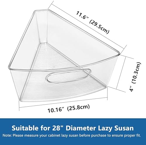 JOWBOOW Lazy Susan Organizer Bins for 28"-29" Diameter Corner Cabinet Lazy Susan, 8 Pack, Clear Plastic Cabinet and Pantry Storage Bin, 1/8 Wedge-Food Safe, BPA Free - Image 2