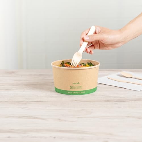 Restaurantware Compostable Paper Food Containers 50 Pack Of 34 oz BPI-Certified Round Kraft Salad Bowls Disposable Grease-Resistant Meal Prep Take Out Containers For Ice Creams, Soups, Snacks - Image 5