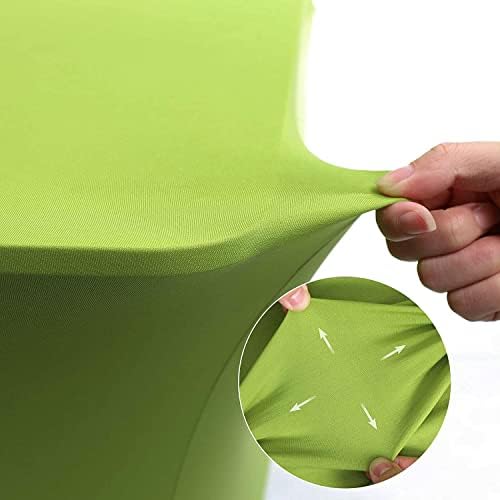 MDS® Pack of 12 Spandex Tablecloth 6FT Tight Fitted Stretch Table Cover – Washable Wrinkle-Free Reusable Elastic Patio Tablecloth for Wedding, Party, Banquet, Trade Show, Event Décor - Apple Green - Image 4