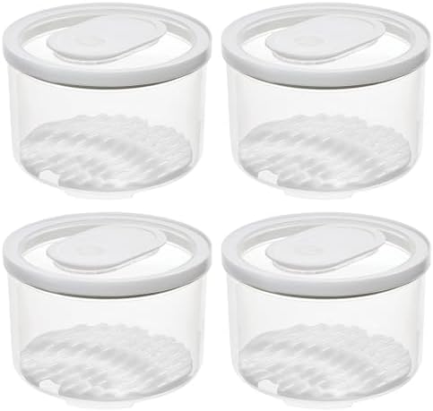 iDesign Round Fridge Produce Bin with Removable Drainage Tray and Lid - Set of 4 - Clear by iDesign