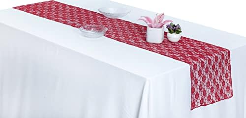 MDS Pack of 25 Wedding 12 x 108 inches Lace Table Runner for Wedding, Decorations for Birthday Parties, Banquets, Graduations, Engagements, and Runners fit Rectangle Round Table - Apple Red - Image 3