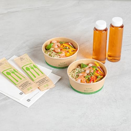 Restaurantware 25 oz Compostable Paper Bowl - 200 Pack - Sustain Take Out Paper Salad Serving Bowl, Hot-Cold Meal Prep - Disposable Kraft Paper To Go Box for BBQ, Parties, Catering - Image 3