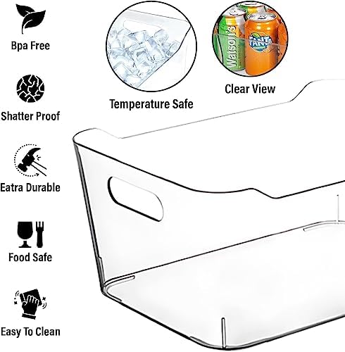 Clear Plastic Storage Bins for Kitchen Organization or Pantry Organizers and Storage, Freezer Fridge Organizer Containers Bin for Organizing Refrigerator Closet Cabinet Organizers - Image 5