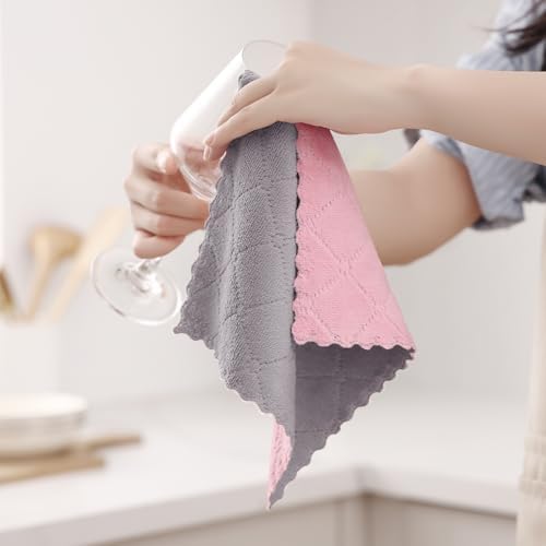 Homaxy 12 Pack Super Soft Dish Cloths, 10" x 10", Grey & Pink - Image 5