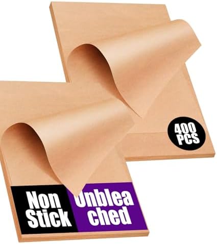 400PCS Parchment Paper for Baking, 12x16 In Precut Parchment Paper Sheets, Heavy Duty Non-Stick Baking Paper, Half Sheet Baking Sheets for Baking Cookies, Cooking, Air Fryer, Oven - Unbleached by AMFOCUS
