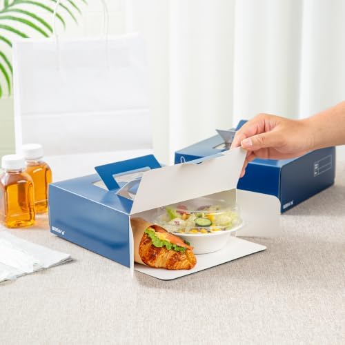 Restaurantware-Cater Tek 9 x 9 x 3.5 Inch Cake Boxes, 50 Take Out Containers - Display Window, Pop-Up Handles, Frenchie Paper Pastry Boxes, Grease Impermeable, Shipped Flat - Image 6