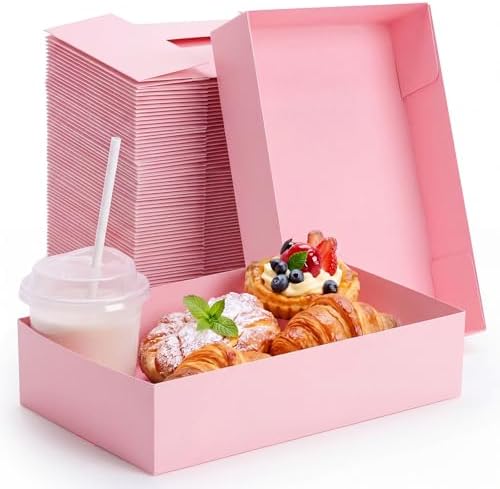 Chinco 100 Pieces Paperboard Kraft Food Trays 4 Corner Pop up Food Tray Disposable Foldable Cardboard Movie Night Snack Party Container Box for Holding Drink at Stadiums or Theaters (Pink) by Chinco