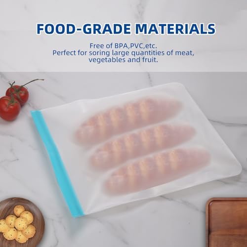 12 Pcs 2 Gallon Reusable Food Storage Freezer Bags, Large Capacity, BPA Free Reusable Food Pouches, Used For Home Food Storage And Camping (Multicolor 12 Pack) - Image 3