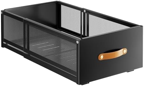 Pull out Cabinet Organizer, 2-Pack Expandable Depth(15.7"-21.7") with Raising Pad for Framed Cabinets, Heavy Duty Slide out Drawers,Roll Out Shelves for Kitchen, Pantry Organizers and Storage(Black) - Image 4