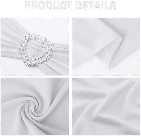 Pack of 120 Spandex Chair Sashes Bows Stretch Chair Cover Band with Buckle Slider Universal Elastic Chair Ties for Wedding Banquet Party Event Decoration (White) - Image 3