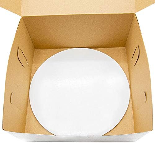 Made in USA 10" X 10" X 5" Recycled White Kraft Cake Box & 10" Round Cake Boards (Pack of 10 – Front Loading) - Image 4