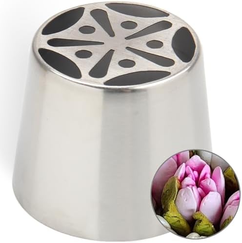 6Pcs Extra Large Russian Flower Piping Nozzles, Stainless Steel Rose Tulip Piping Tips for Cake Decorating, Includes 1 Extra Large Nozzle, 4 Piping Bags, 1 Pagoda Brush, Dessert Baking Tool - Image 4
