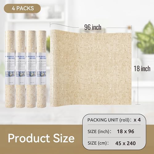 FIFTY FEET 18"x96" Non-Adhesive Shelf Liner for Kitchen Cabinets and Drawers, Washable Non-Slip PVC Cabinet Liner (Yellow)(4 Roll) - Image 5