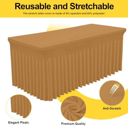 Smiry Spandex Elastic Fitted Table Cloth Skirt for 4FT Rectangle Table - Image 3