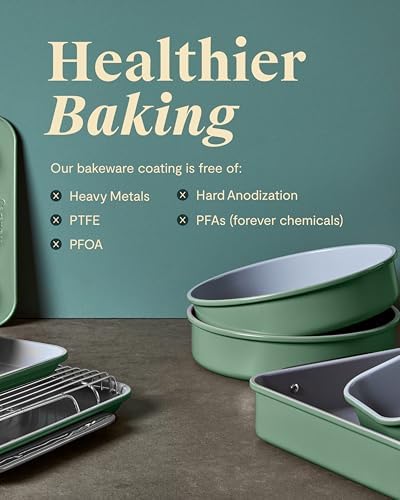Caraway 11-Piece Non-Stick Ceramic Bakeware Set | Baking Sheets, Assorted Baking Pans, Cooling Rack, and Storage, Aluminized Steel Body, Non-Toxic, PTFE and PFOA Free, White - Image 6