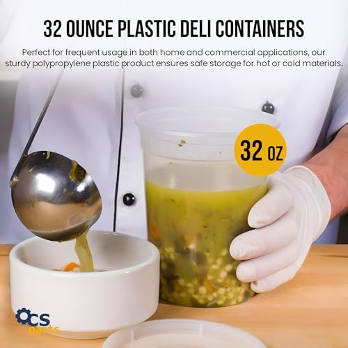OCS Parts 48-Pack Round Plastic Deli Containers with Lids | Stackable, Microwavable, Freezer and Dishwasher Safe BPA Free Food Prep and Storage Containers (32 Ounce) - Image 6